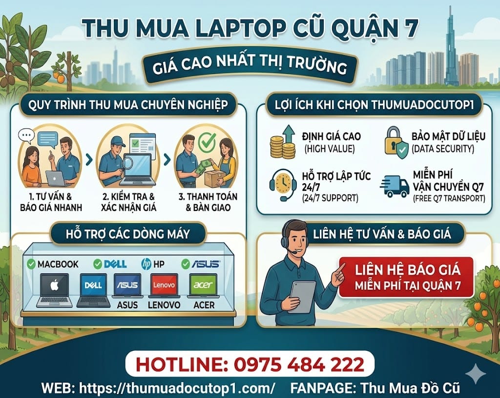 Thu Mua Laptop Cũ Quận 7 1 Báo Giá Nhanh: Dịch Vụ Thu Mua Laptop Cũ Quận 7 Giá Cao Tại Nhà. Hotline: 0975 484 222 - Thumuadocutop1.Com