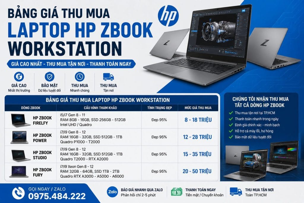Hình Ảnh Quảng Cáo Bảng Giá Thu Mua Laptop Hp Zbook Workstation Cũ Tại Tp.hcm. Nhận Thu Mua Các Dòng Hp Zbook Studio, Firefly, Fury Và Workstation Đồ Họa Chuyên Nghiệp Với Mức Giá Cạnh Tranh. Bảng Giá Thu Mua Laptop Hp Zbook Workstation Giá Cao Tại Tp.hcm