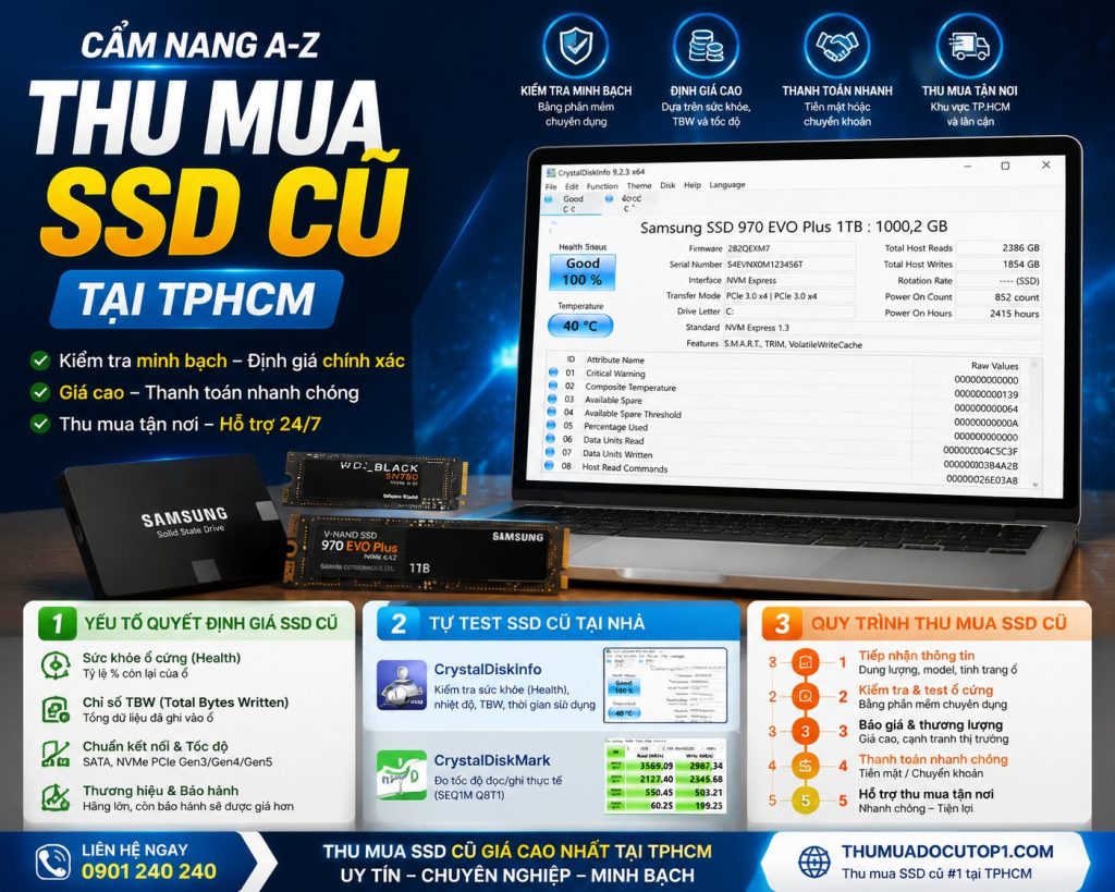 Dịch Vụ Thu Mua Ssd Cũ Tại Tphcm Uy Tín Nhanh Chóng Kiểm Tra Hiệu Năng Bằng Crystaldiskinfo Và Crystaldiskmark