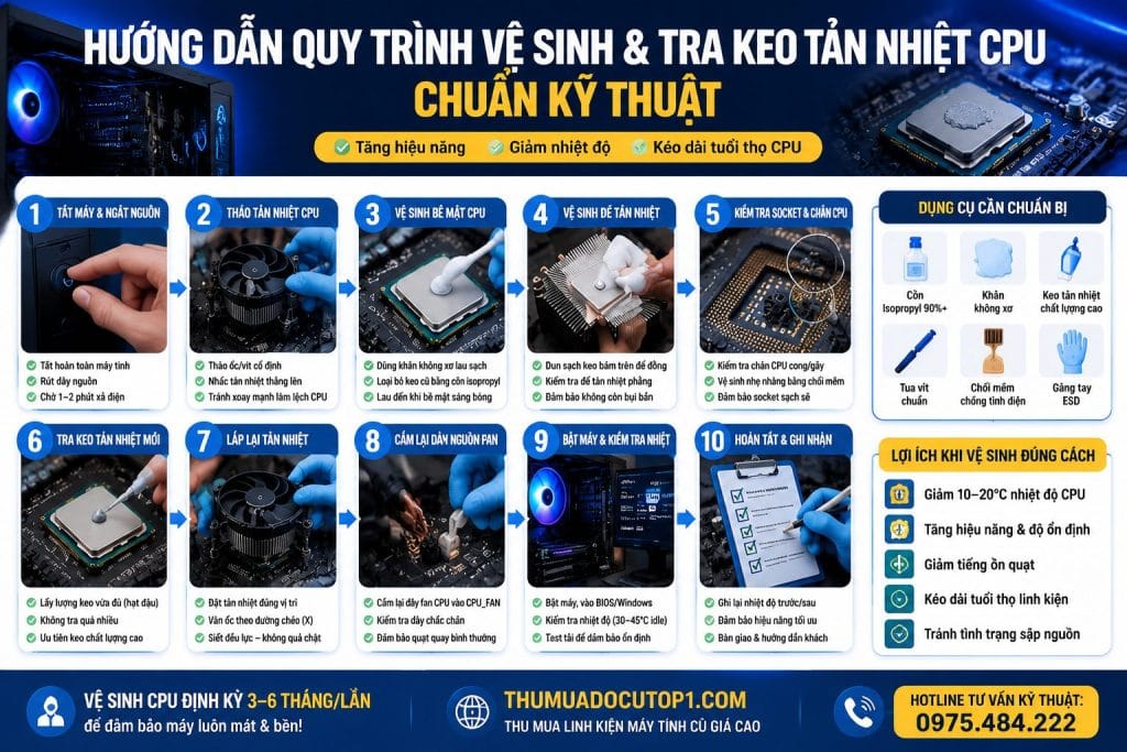 Hướng Dẫn Thoa Keo Tản Nhiệt Cpu Chi Tiết Nhất | Thumuadocutop1.Com - 0975 484 222