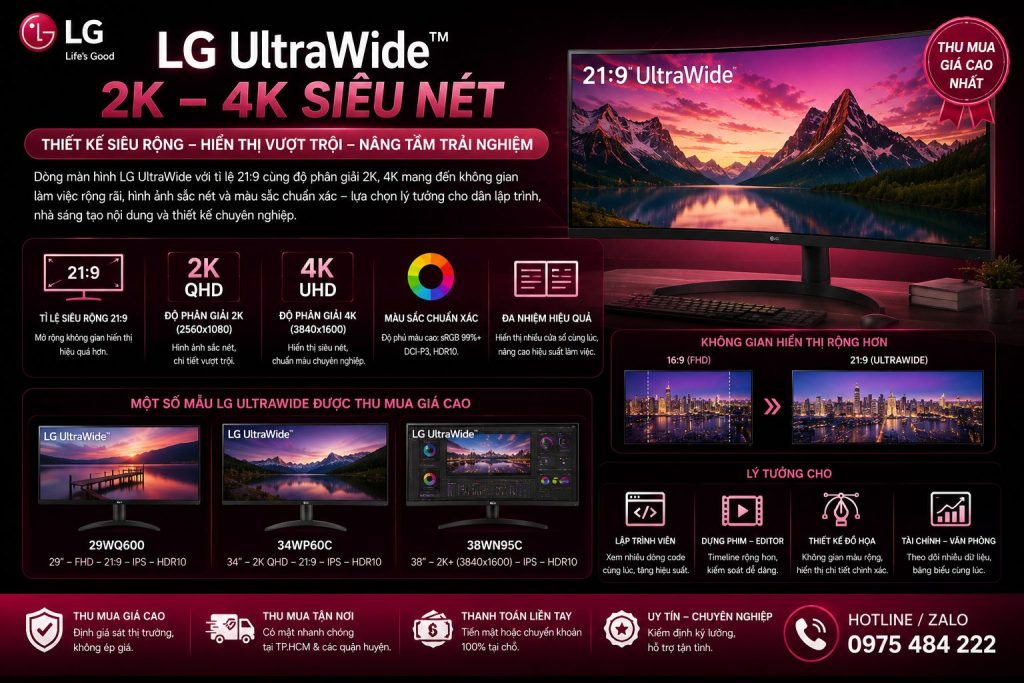 Lg Ultrawide Màn Hình 2K 4K Cũ Được Thu Mua Giá Cao