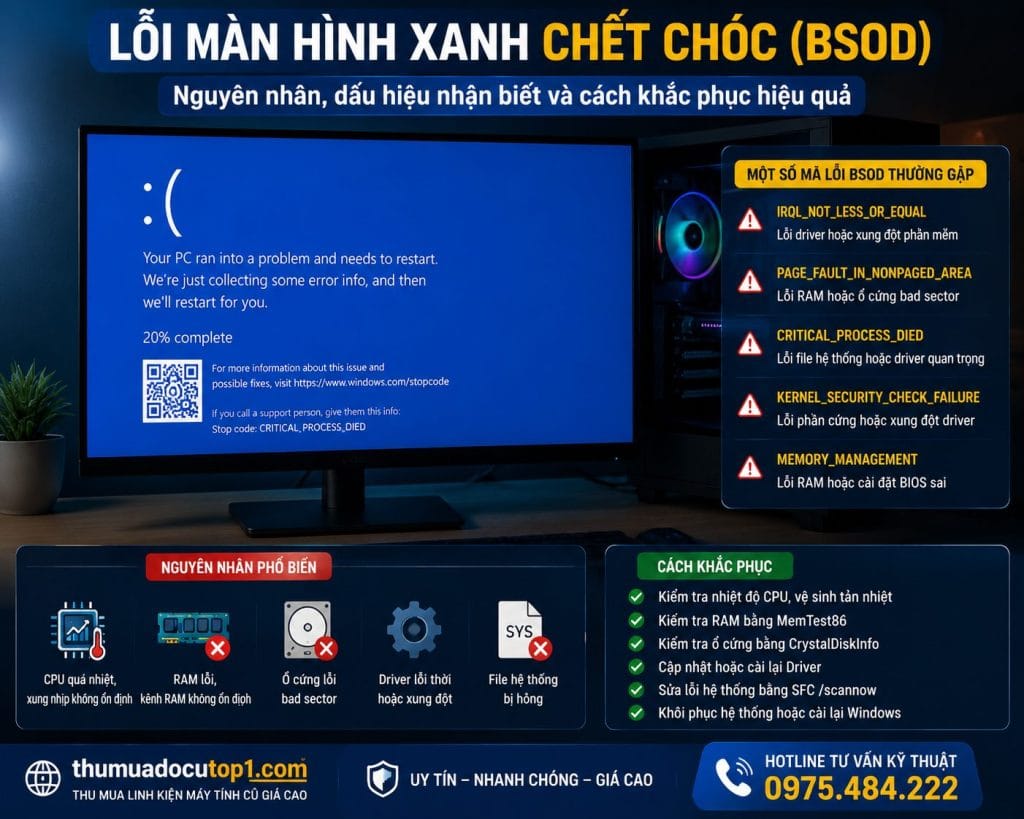 Các Lỗi Cpu Thường Gặp : Máy Tính Bỗng Nhiên Dính Lỗi Màn Hình Xanh Chết Chóc