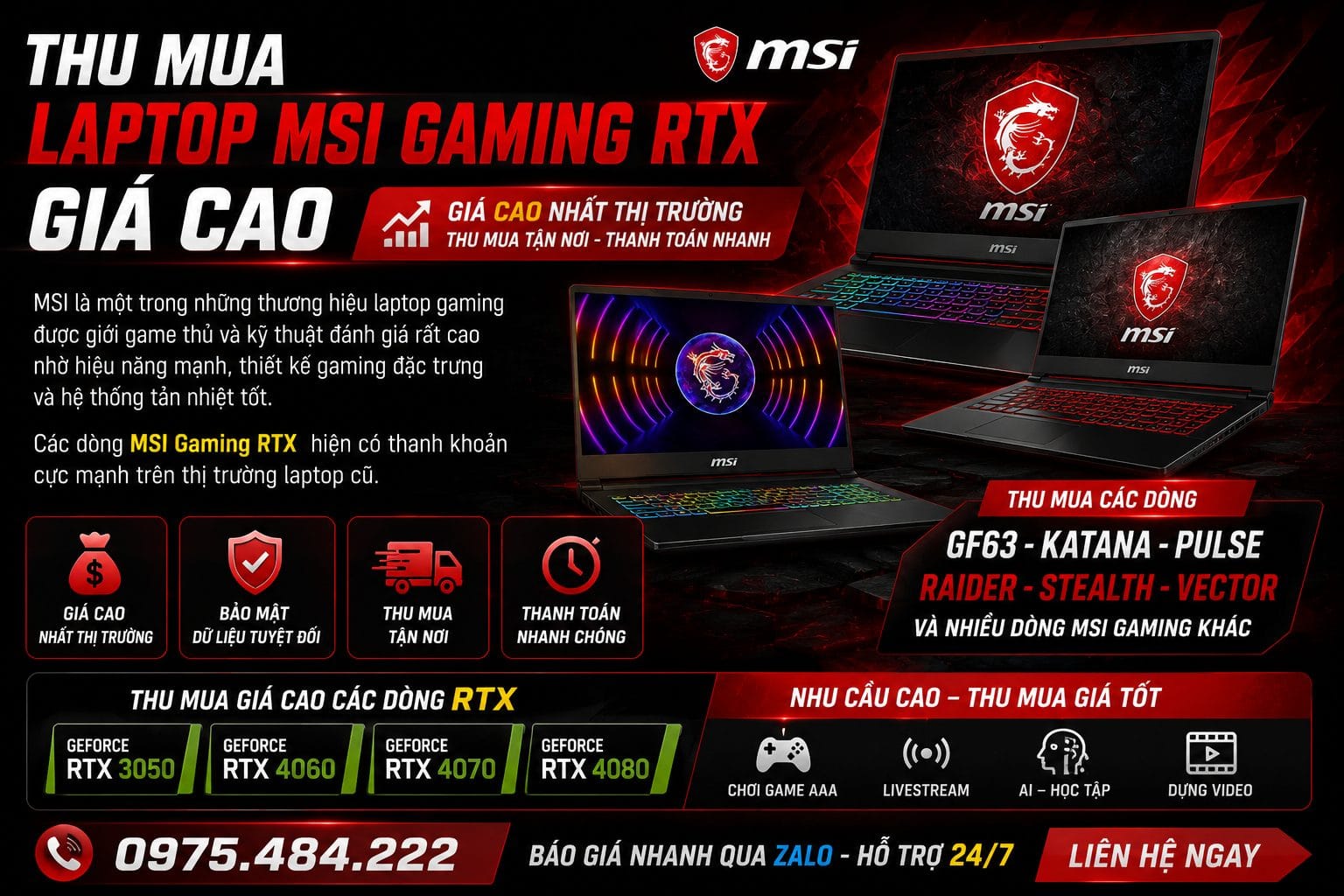 Thu Mua Laptop Gaming Cũ Và Laptop Đồ Họa Cũ Tại Tp.hcm 2 Laptop Gaming Msi Cấu Hình Card Rtx Khi Thu Mua Laptop Gaming Cũ - Dòng Máy Gaming Cũ Giá Cao