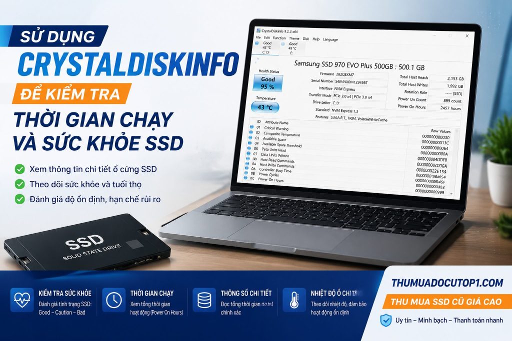 Sử Dụng Crystaldiskinfo Kiểm Tra Thời Gian Chạy Và Sức Khỏe Ssd – Dịch Vụ Thu Mua Ssd Cũ Tphcm Uy Tín