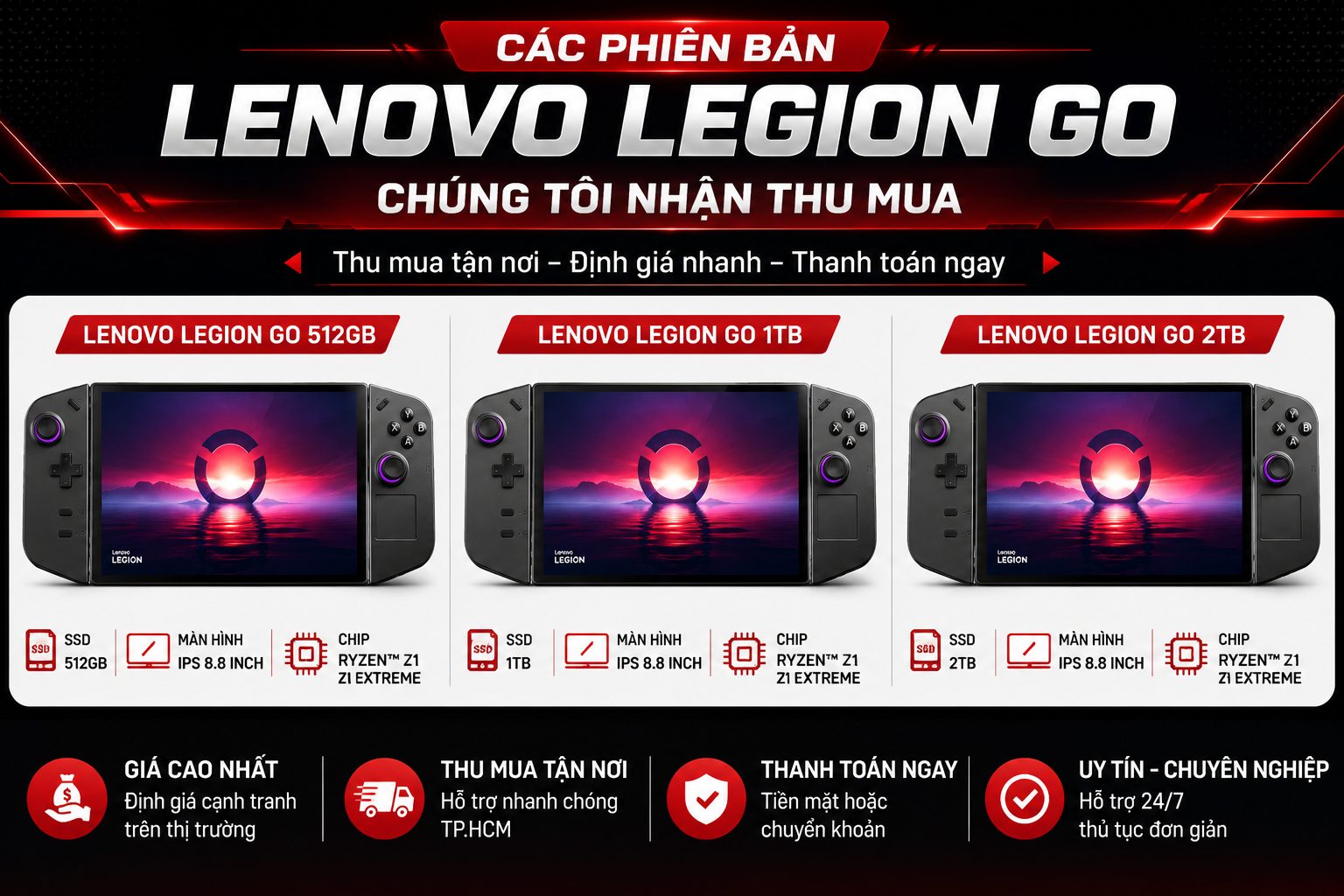 Thu Mua Lenovo Legion Go Cũ Giá Cao Tại Tp.hcm - Ips 8.8 Inch, Ssd 512Gb/1Tb/2Tb, Định Giá Nhanh Và Thu Mua Tận Nơi